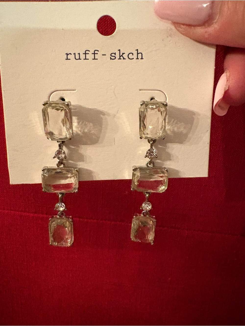 Clear Crystal Drop Earrings - Silver Tone